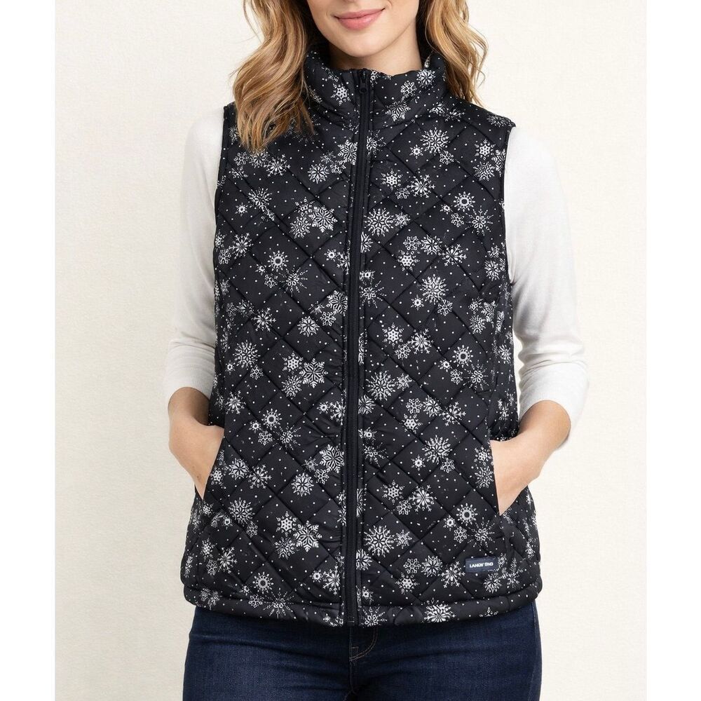 Land’s End Puffer Vest New Full Zip Snowflake Blake 1X